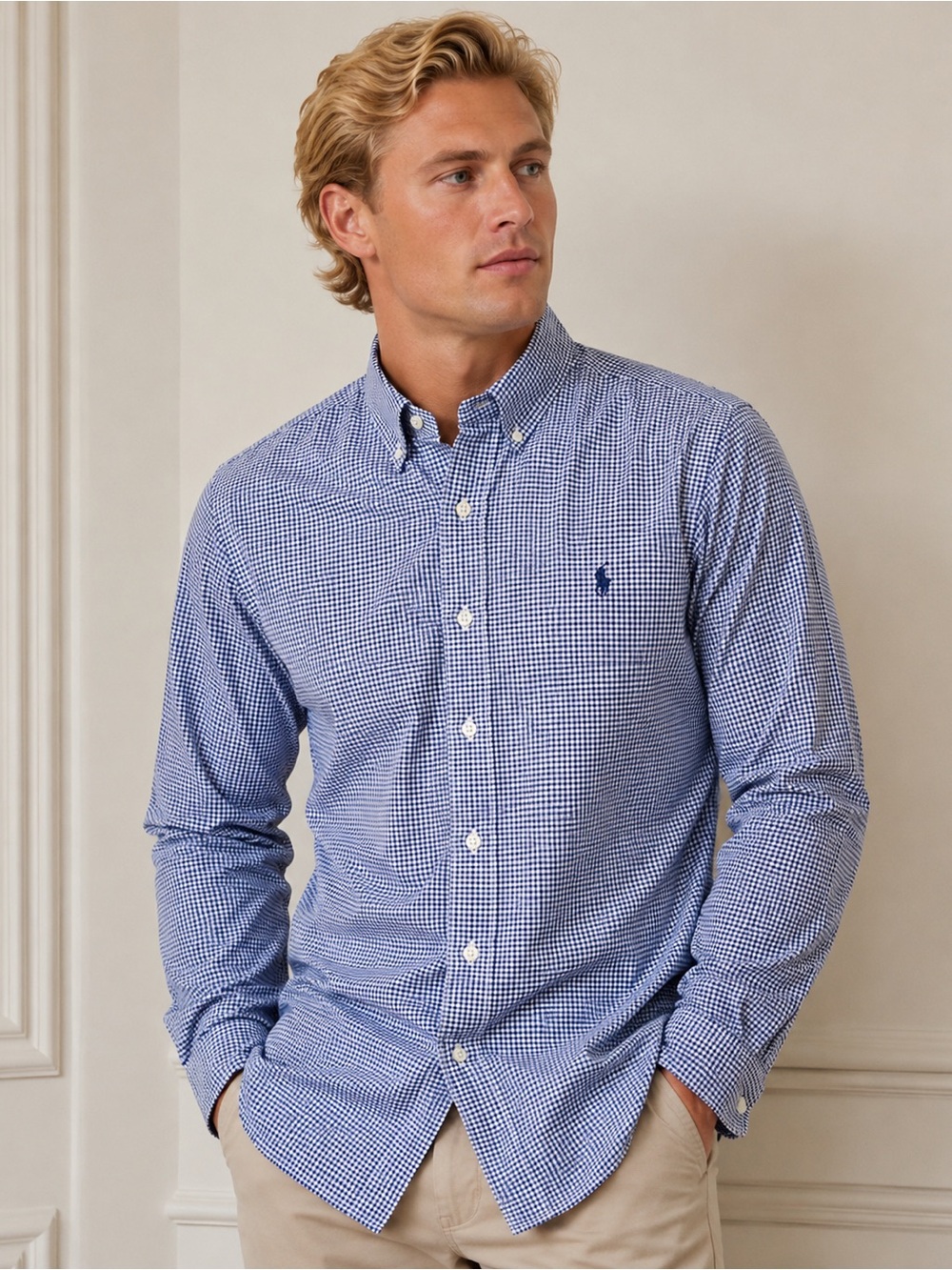 Men's Ralph Lauren Blue Check Button Down - Sz XL